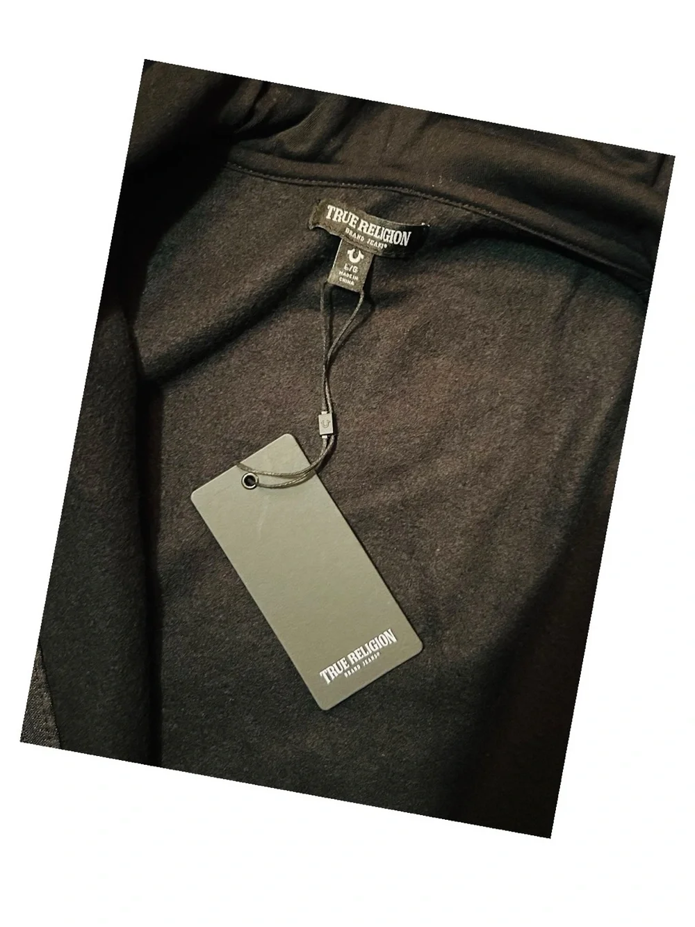 True Religion Black Zip-Up Hoodie Silver Logo Print